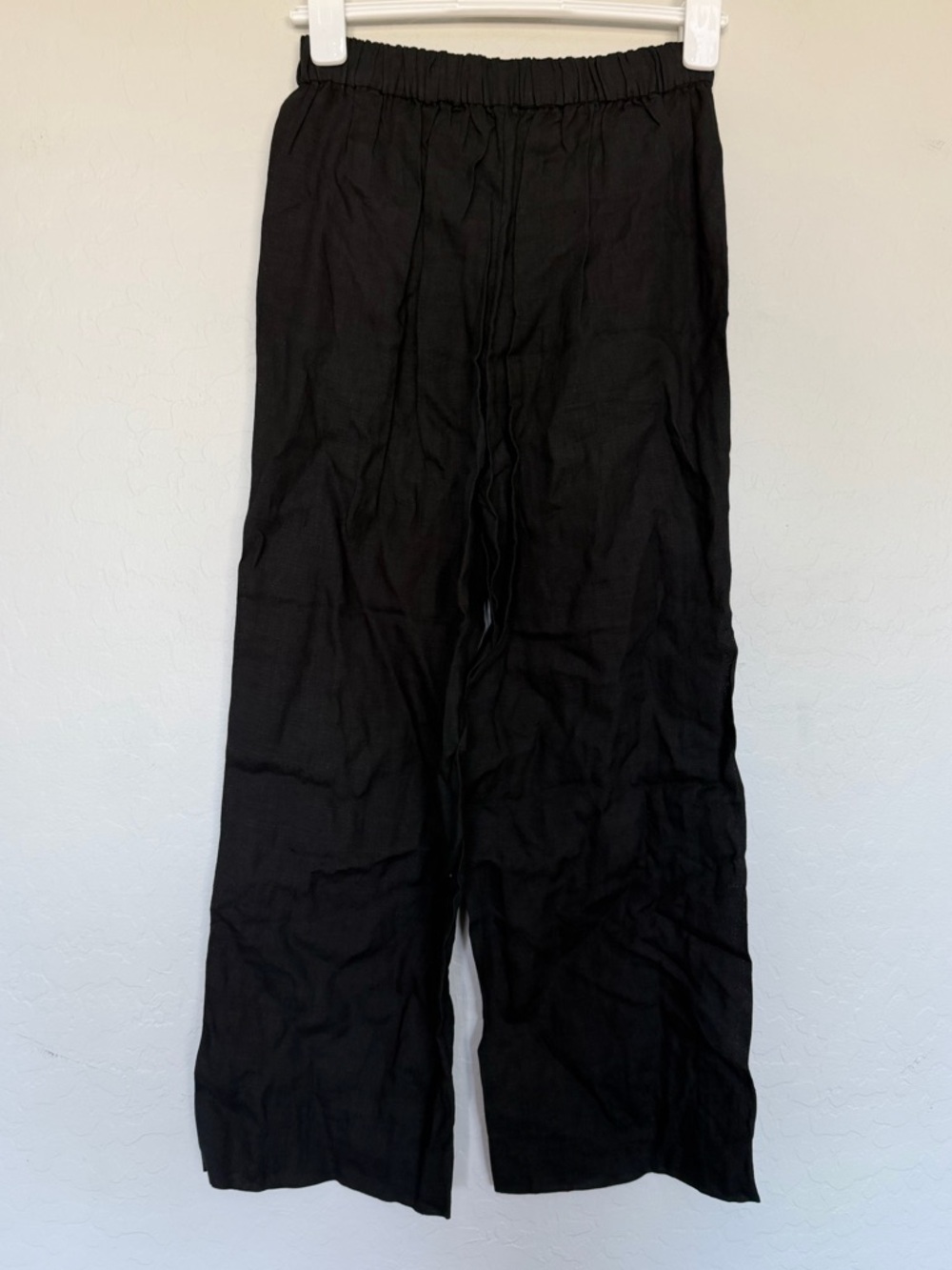 J Crew Wide-leg ruffle pant in linen size XS in black. - Picture 5 of 10